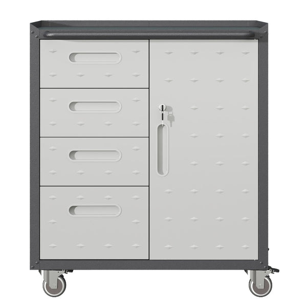 English Elm Sturdy Rolling Steel Garage Cabinet with Locking Drawers and Diamond Plate Workshop Storage T2398P222836