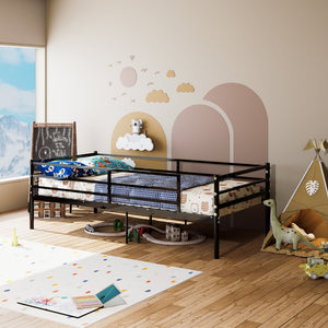 English Elm Bunk Bed Twin Over Heavy Duty Iron Frame with Guardrail for Teens and Adults W3752P464507