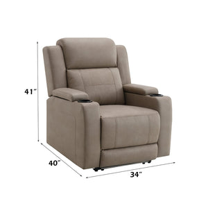 English Elm Lugo Camel Leather Power Recliner with Dual Motors and Built in Cup Holders B2726P469550