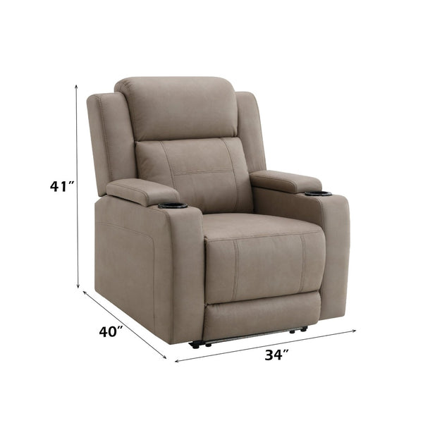 English Elm Lugo Camel Leather Power Recliner with Dual Motors and Built in Cup Holders B2726P469550