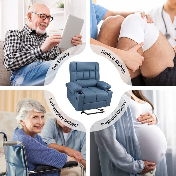 English Elm Oversized Recliner chair with ergonomic support, swivel rocker, quick 5-min assembly for adults comfort Blue T3623P408757