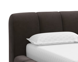 Sunpan OLENA Bed - Plush Modern Design in Meg Ash Fabric with Elegant Channeling and Easy Setup Features Grey 112527