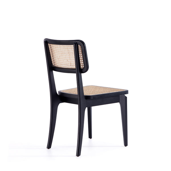 English Elm Giverny Solid Ash Wood Dining Chair with Natural Cane Seat and Square Cane Backrest, Fully Assembled Black+Natural B365P397795