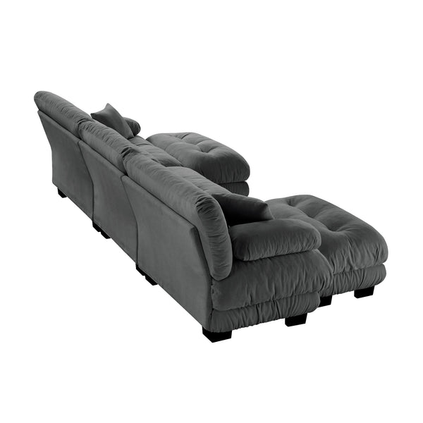 English Elm Luxury Modular Sectional Sofa - Oversized U-Shaped Cloud Couch With Ottomans For Ultimate Comfort W714S01021