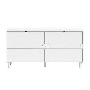 English Elm 59" Rattan Dresser with 6 Spacious Drawers, Stylish Woven Texture, Metal Handles & Wood Legs for Bedroom White W757P209514
