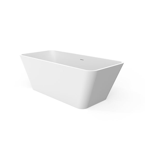 English Elm 67 Inch Stone Resin Freestanding Soaking Tub Matte White Spa Bath for Bathroom W1613P358116