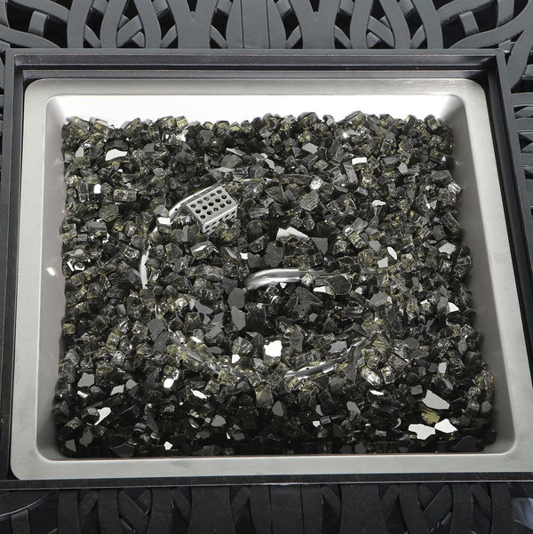 English Elm Cast Aluminum 44" Square Fire Table Antique Bronze w/ Fire Glass, Cover, Durable Rust-Free Elegance B010P322785