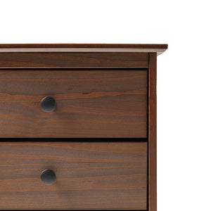 English Elm Walker Edison - Classic 3-Drawer Solid Wood Nightstand Walnut – Sustainable Pine, Deep Storage Drawers, Modern Style B185P168930