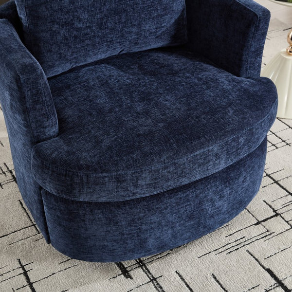 English Elm swivel Chenille Upholstered Office Chair with Metal Turntable, Breathable Durable Wood Frame for Comfort and Style Blue W2120P322757
