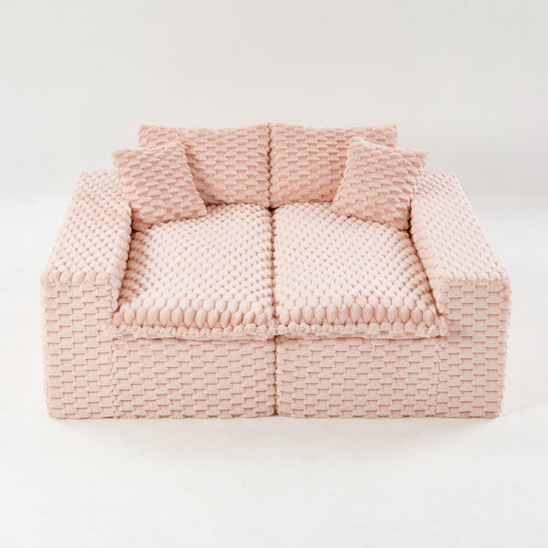 English Elm Luxury Turtle Velvet Multifunctional Sofa - Convertible 4-Seat Modular Design, Plush Sponge Comfort W3371S00031