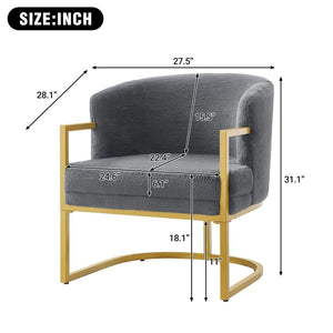 English Elm Modern Faux Fur Accent Chair Plush Upholstered Seat with Gold Iron Legs for Any Room Grey N763P360688E