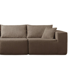English Elm Right Facing Modular Corduroy Sectional Sofa Deep Cloud Cushion Lounge Seating Grey W2656P312084
