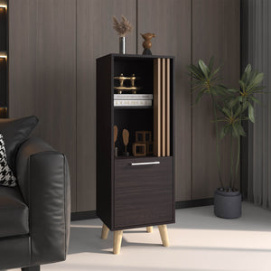 English Elm Storage Cabinet Black+Khaki with 1 Door 2 Shelves — Compact Engineered Wood Organizer, Eco-Friendly Design B097P262385