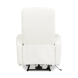 English Elm Jennifer Taylor Home - Bloomy Plush Power Recliner Chair in Chiffon White Bouclé — High-Back, Sherpa Comfort, USB-Nap Friendly B2719P238500