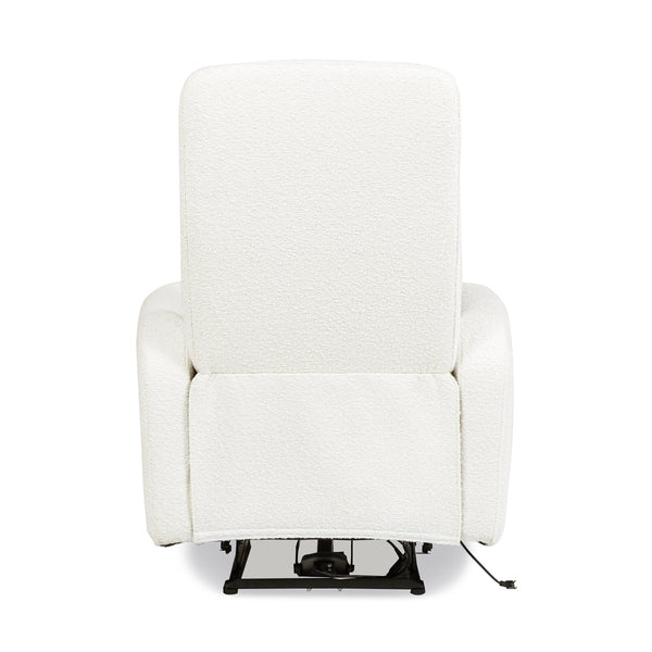 English Elm Jennifer Taylor Home - Bloomy Plush Power Recliner Chair in Chiffon White Bouclé — High-Back, Sherpa Comfort, USB-Nap Friendly B2719P238500