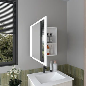 English Elm Medicine Compact Wall Cabinet with Mirror Door, Engineered Wood Storage, Durable, Space-Saving Design White 27.17 L x 24.8 W x 4.33 H B097P250884