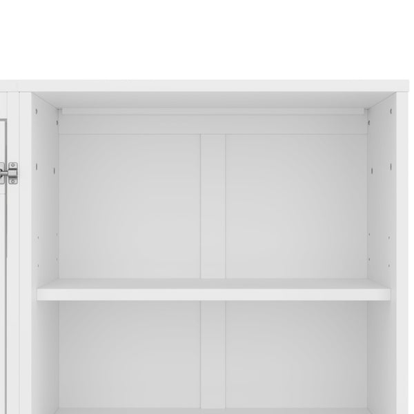 English Elm Queen Murphy Wall Bed with Folding Platform Side Cabinet Drawer and Adjustable Shelves White N733S407545K