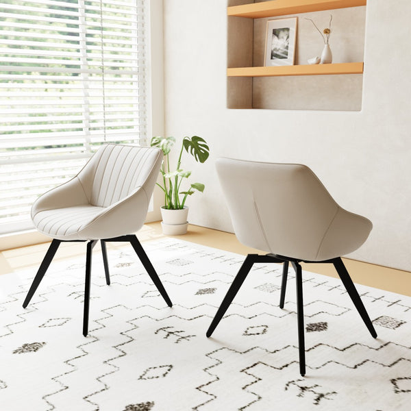 English Elm 29.53 Inch Round Mdf Dining Set with Storage Base Pu Chairs and Black Metal Legs Beige,Walnut W2189S00845