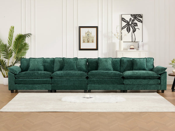English Elm Wider Modern 3-Seat Sectional Couch In Green Chenille – Comfy, Modular, Breathable Design For Any Room W1143S00045-GIGA