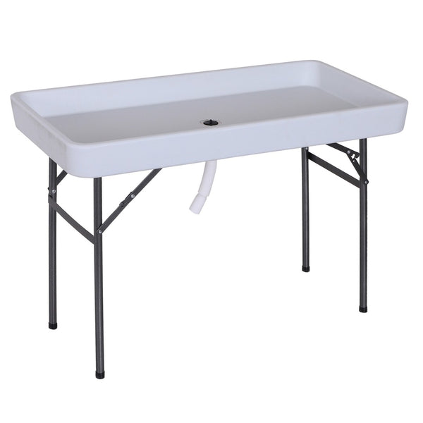 English Elm Outsunny 4Ft Portable Folding Cleaning Table With Sink - Ideal For Fish Filleting, Camping, & Picnics W2225P200827-GIGA