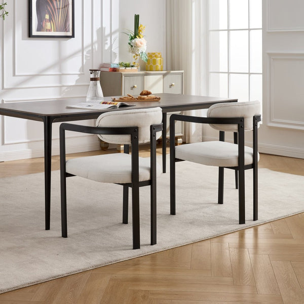 English Elm Modern Tufted Boucle Dining Chairs Set of 2 with Curved Back and Matte Metal Legs W3244P337430