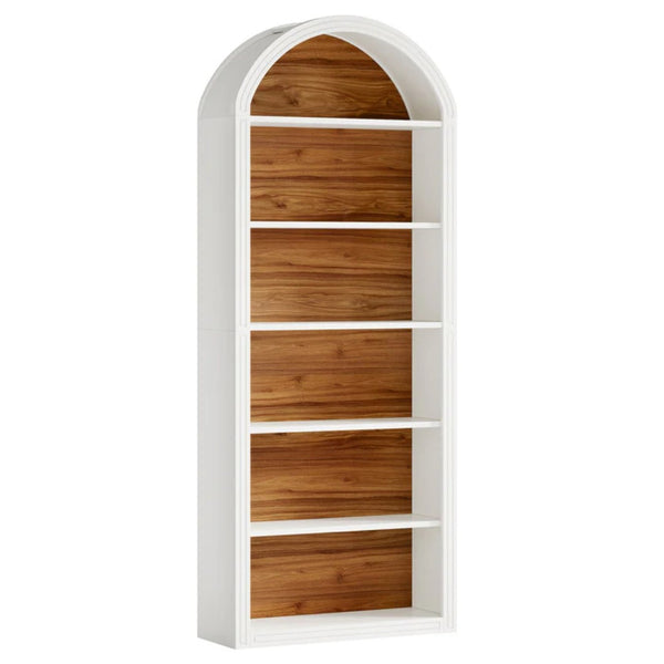 English Elm Display Cabinet Wall Mounted 5 Tier Glass Door Shelving for Collectibles Matte Black White T3971P449777