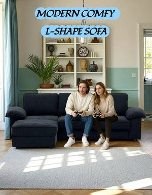 English Elm Fx-P20M-3S0-Bk Modern L-Shaped Sectional Sofa With Storage, Deep Cushions & Space-Saving Design W576S00234