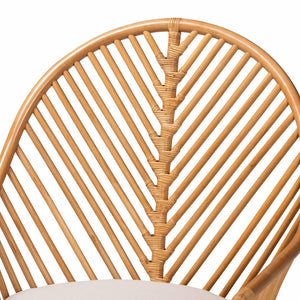 English Elm Bohemian Natural Rattan Arm Chair with Chevron Weave and Removable Cushion Seat B2750P467755