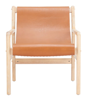 Doek Accent Chair Tan - Modern Leather Comfort with Rubberwood Frame for Stylish Hospitality Spaces