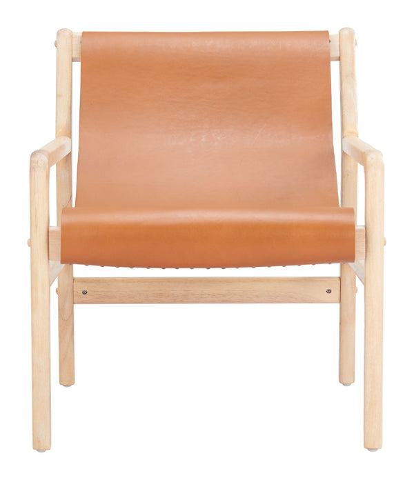 Doek Accent Chair Tan - Modern Leather Comfort with Rubberwood Frame for Stylish Hospitality Spaces