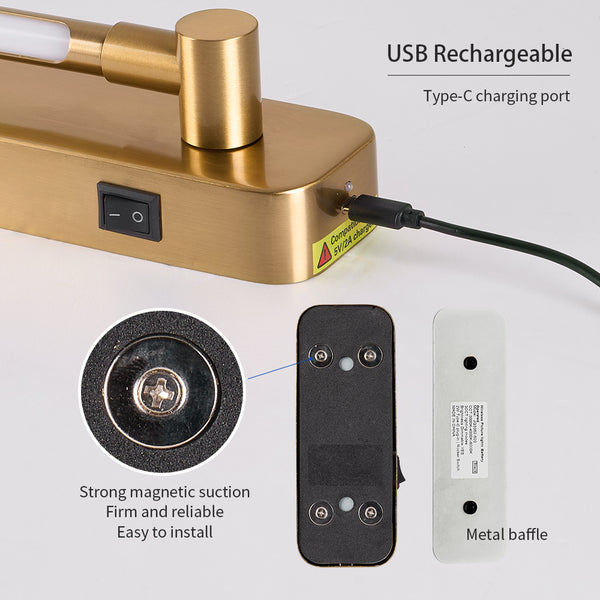 English Elm Battery Picture Light 16" Wireless LED Rechargeable Art Light with Remote Dimmer Sleek Metal Finish Gold W2312P374961