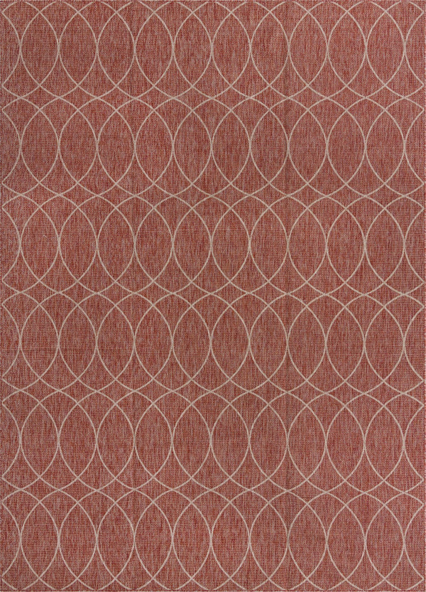 Unique Loom Outdoor Trellis Gitter Machine Made Trellis Rug Rust Red, Ivory 10' 0" x 14' 1"