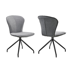 English Elm Cyrine Modern Dining Accent Chairs Set of 2 in Gray Fabric & Durable Faux Leather with Metal Base B2736P354296