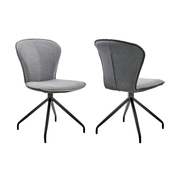 English Elm Cyrine Modern Dining Accent Chairs Set of 2 in Gray Fabric & Durable Faux Leather with Metal Base B2736P354296