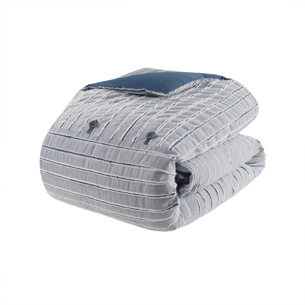 JLA Home Madison Park Signature - Oversized Cotton Clipped Jacquard Comforter Set with Removable Duvet Insert, Euro Shams, Pillows, Farmhouse Chic 96 L x 110 W x 1.5H MPS10-538