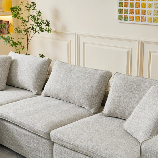 English Elm Cloud Couch Modular 4 Seater Sofa with Washable Linen and Pocket Spring Cushions Beige W1765S00141