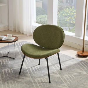 English Elm Mid-Century Shell Chair with Wood Grain Veneer, Curved Wide Seat, Metal-Wood Frame Holds 330+ lbs Green W1143P214256