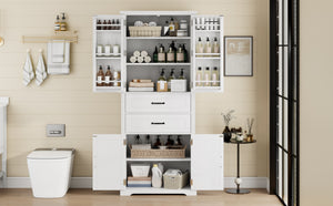 English Elm Christopher Knight Home® - Storage Cabinet 72.5" Tall Multi-Shelf Organizer with 2 Deep Drawers, Adjustable Shelf & Anti-Tip Safety White N759P293426K