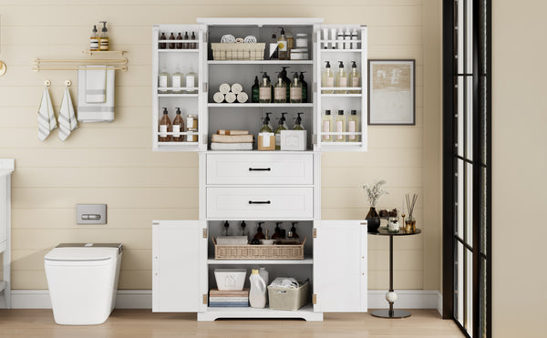 English Elm Christopher Knight Home® - Storage Cabinet 72.5" Tall Multi-Shelf Organizer with 2 Deep Drawers, Adjustable Shelf & Anti-Tip Safety White N759P293426K