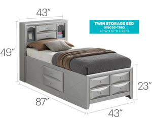 English Elm Stylish Twin Storage Bed In Silver Champagne - Modern Design With Ample Storage For Space-Saving Elegance B078S00180-GIGA