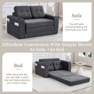 English Elm Convertible Floor Sofa Bed with Memory Foam and Ribbed Corduroy for Small Spaces Gray W395P438027
