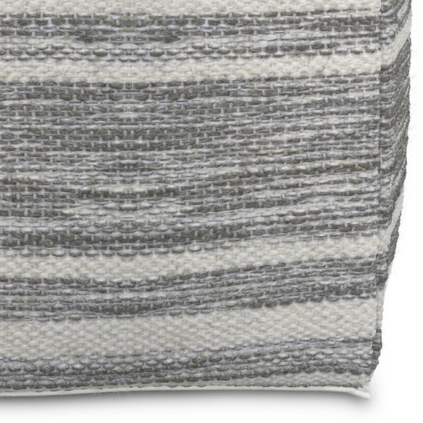 English Elm Carina Handwoven Square Wool Pouf Black White Melange – Supportive Polystyrene Fill, 18"x18"x14" B136P252627