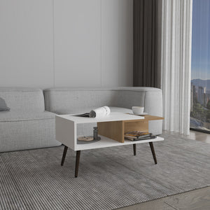 English Elm Aranjuez Modern 29" Coffee Table with Metal Legs, Three Shelves for Storage & Display, Oak Blanca B070P254786