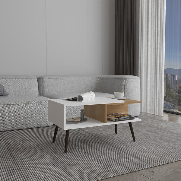 English Elm Aranjuez Modern 29" Coffee Table with Metal Legs, Three Shelves for Storage & Display, Oak Blanca B070P254786