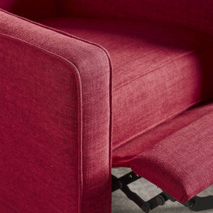 English Elm Christopher Knight Home® - Fabric Recliner Chair Mid-Century Modern Pushback Single Sofa with Tufted Cushion, Birch Legs, Cozy Comfort Red 60741.00RED
