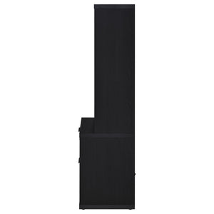 English Elm Geary Queen Bookcase Headboard Bedroom Set with Usb Charging Nightstands Black B062S01694