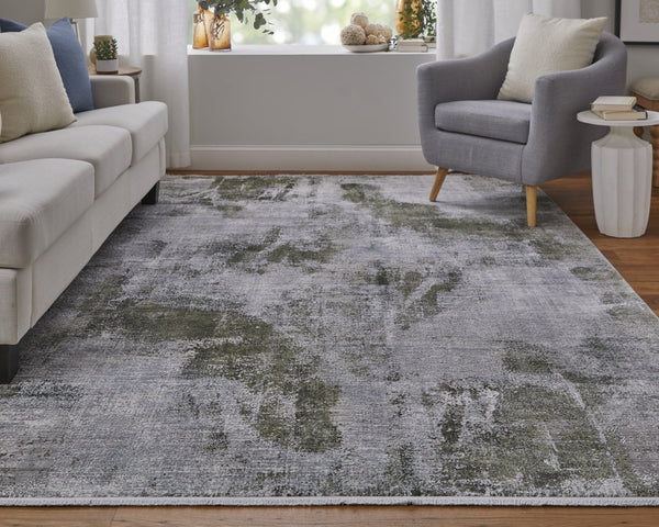 Feizy Rugs Cadiz Collection: Elegant Machine-woven Viscose & Acrylic Low Pile Rug With Stunning Gradient Design Gray,Green,Silver Viscose,Acrylic 86639n5fgrnivyh39