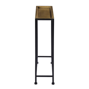 English Elm Trenton Antique Bronze Metal Side Table with Removable Tray Top, Slim Space-Saving Accent Table (24.5") B050P364433