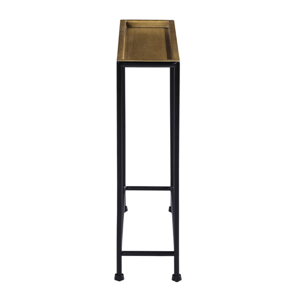 English Elm Trenton Antique Bronze Metal Side Table with Removable Tray Top, Slim Space-Saving Accent Table (24.5") B050P364433
