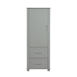 English Elm Tall Bathroom Storage Cabinet, Freestanding Storage Cabinet With Two Drawers and Adjustable Shelf, Mdf Board With Painted Finish, Grey